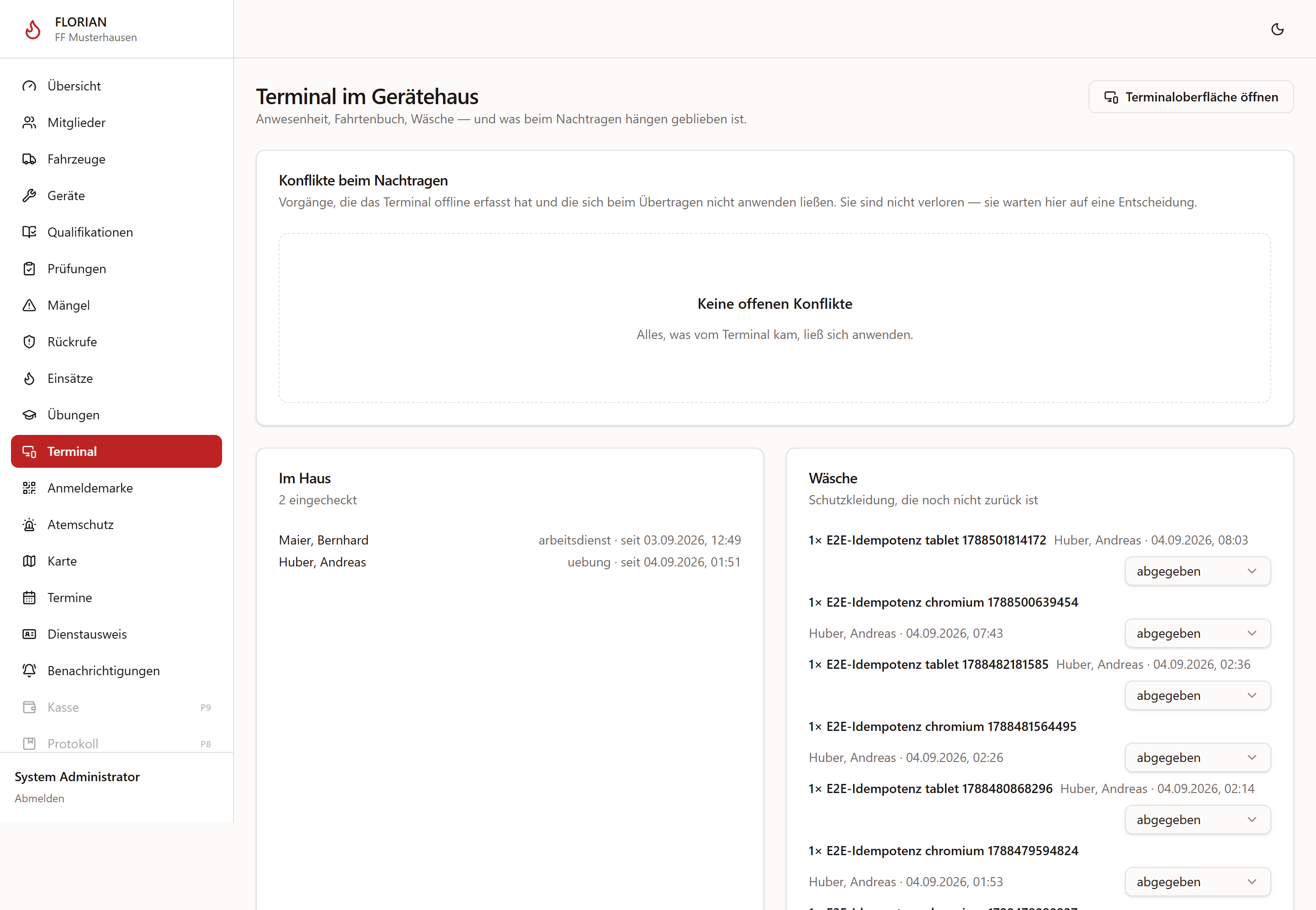 Terminalübersicht