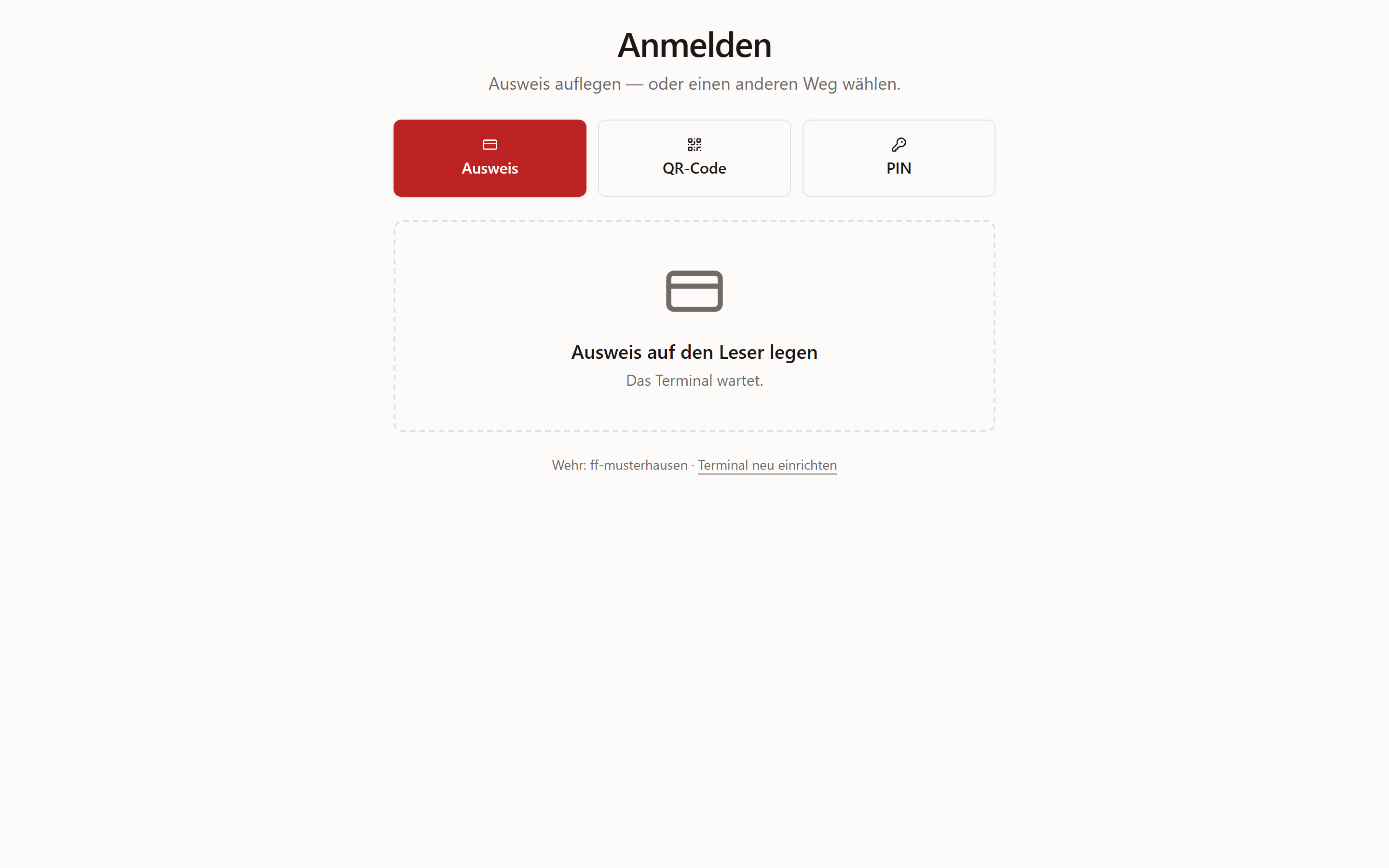 Anmeldung am Terminal