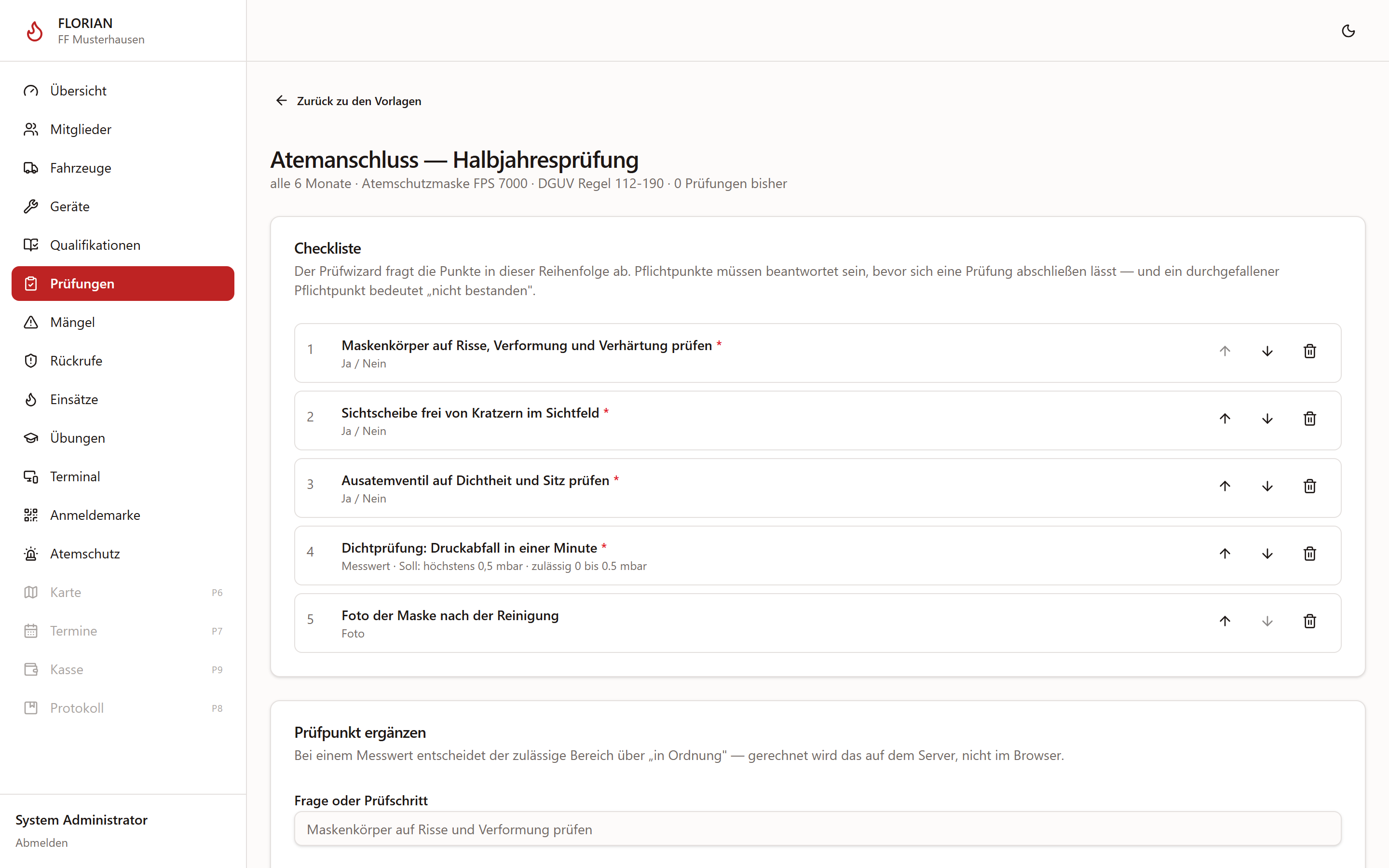 Checkliste einer Vorlage