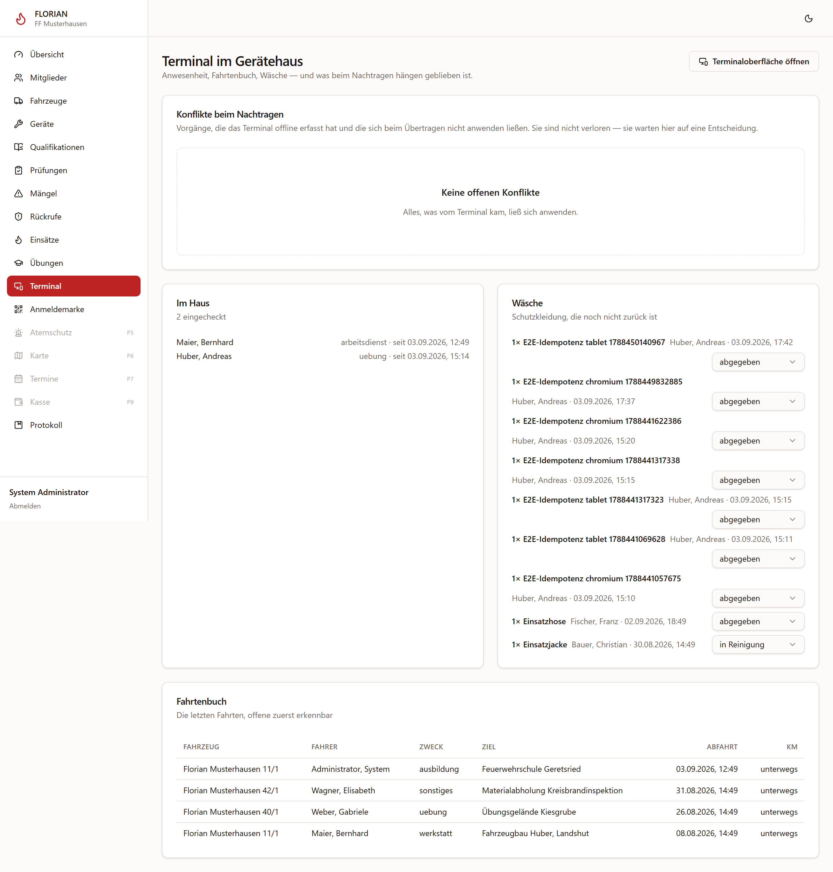 Terminalübersicht