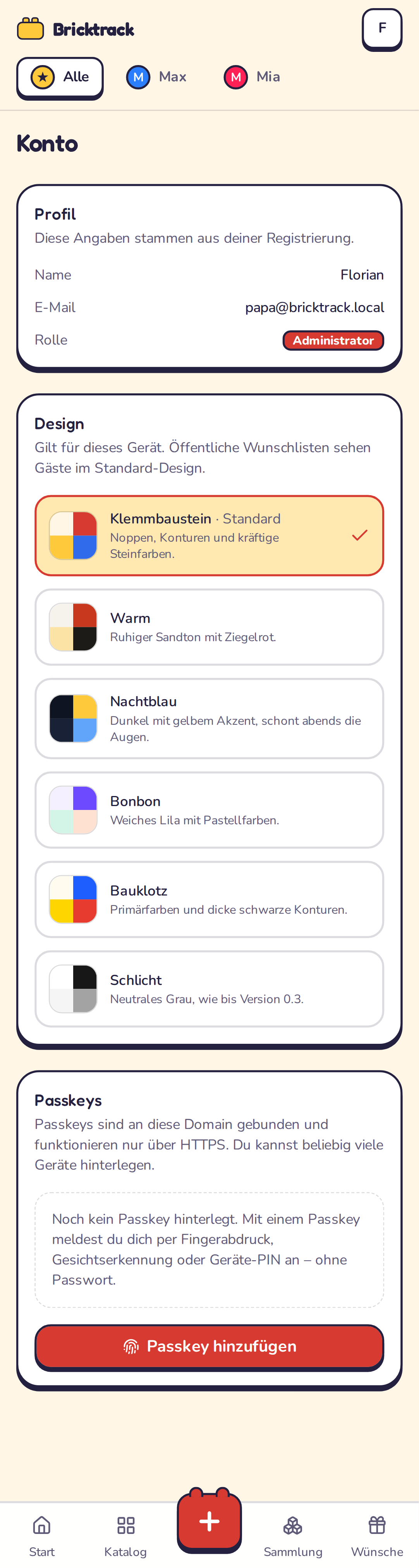 Konto und Passkeys