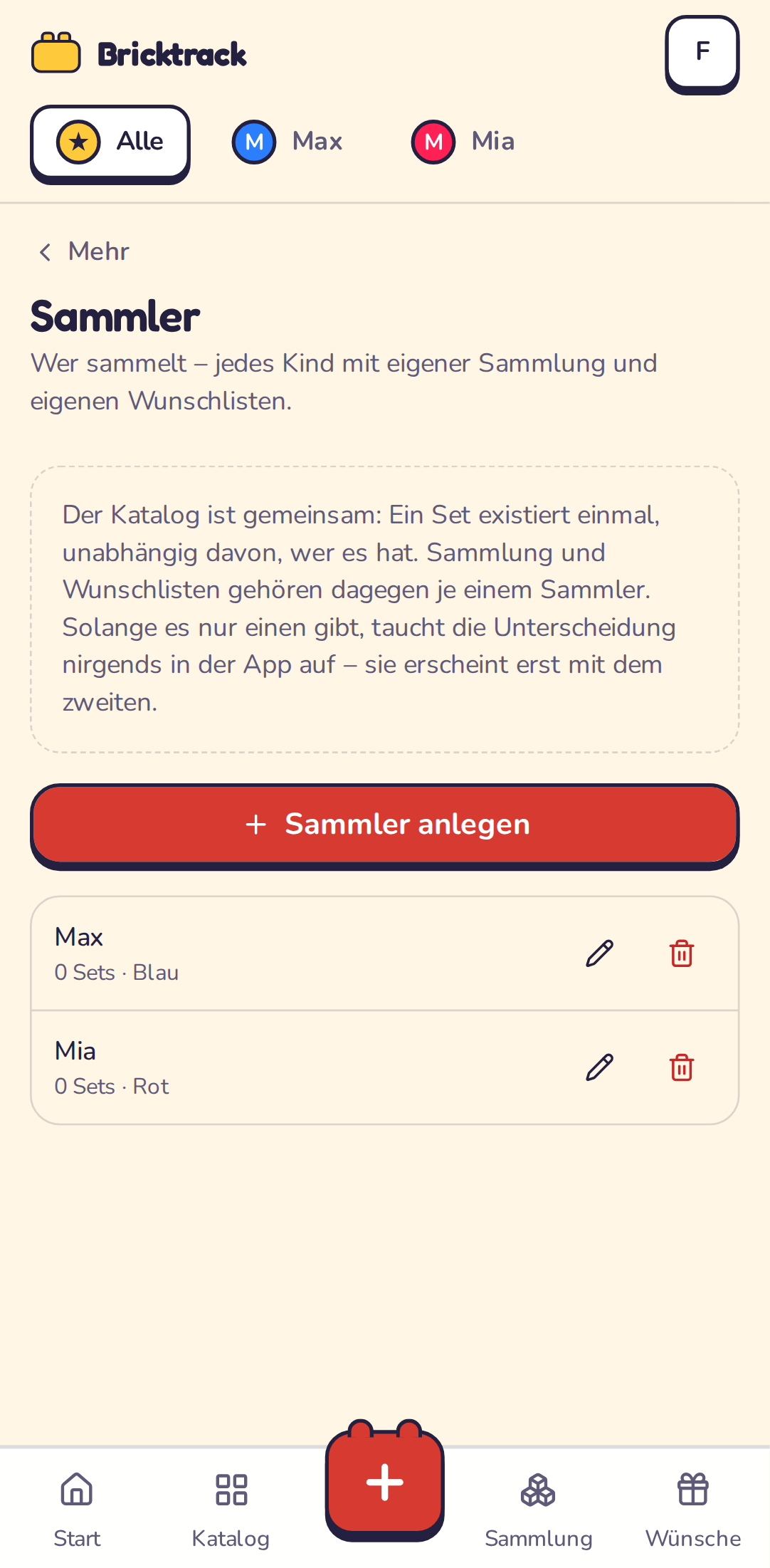 Sammler verwalten