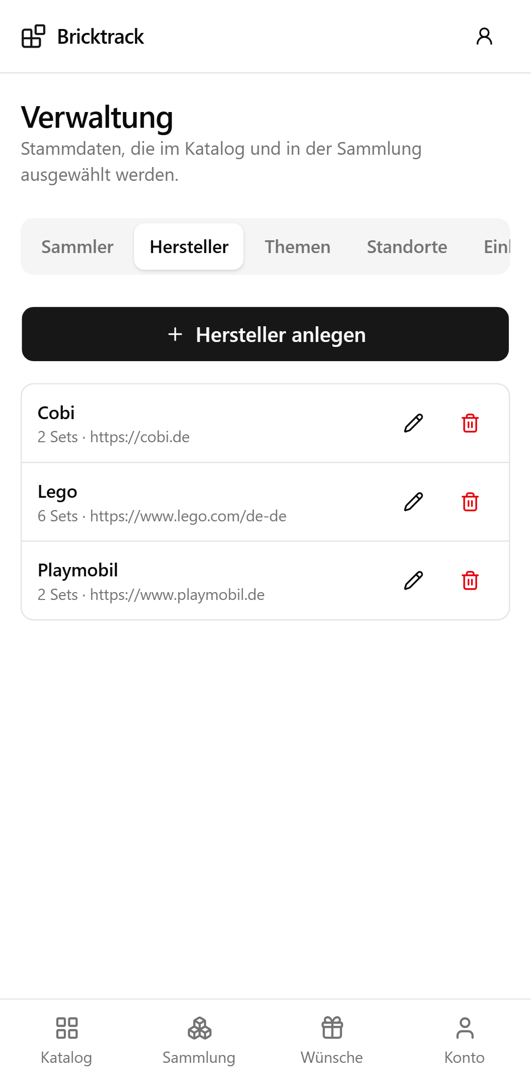 Hersteller verwalten