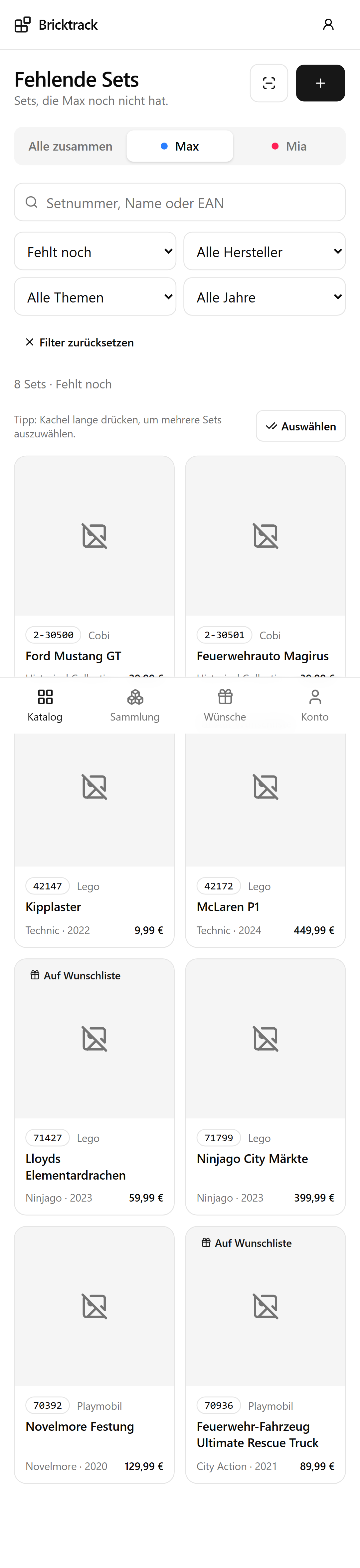 Nach Sammler filtern