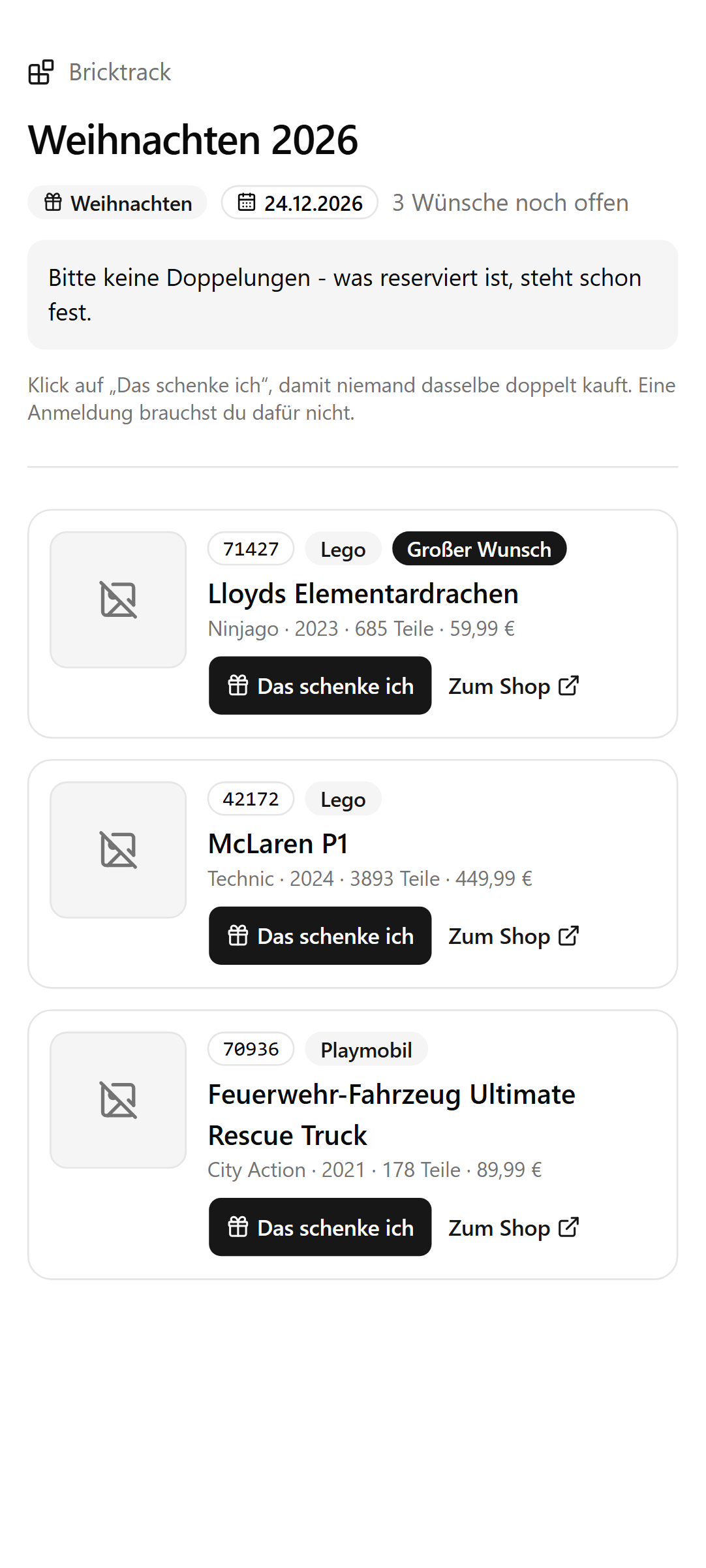 Öffentliche Wunschliste