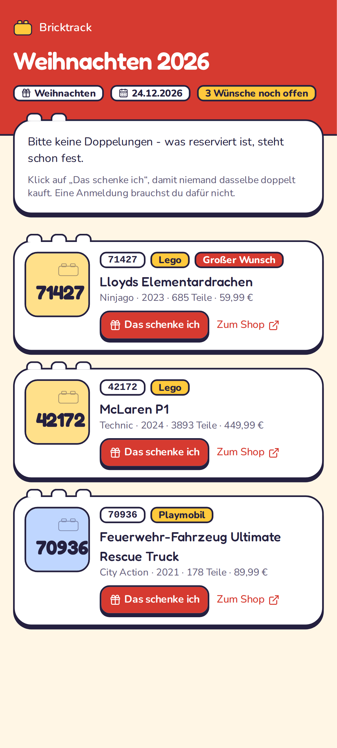 Öffentliche Wunschliste