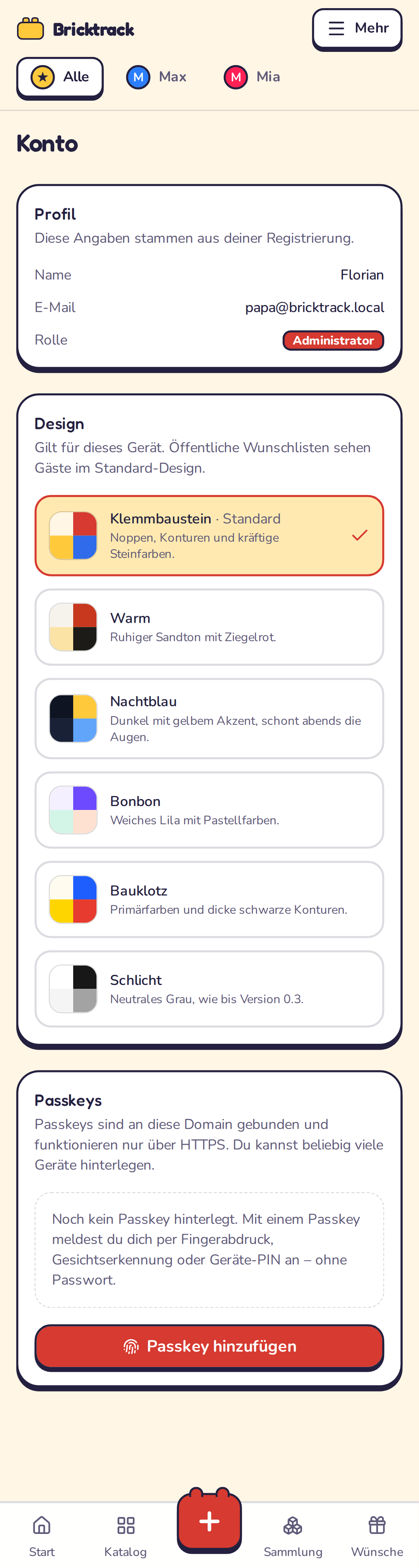 Konto und Passkeys