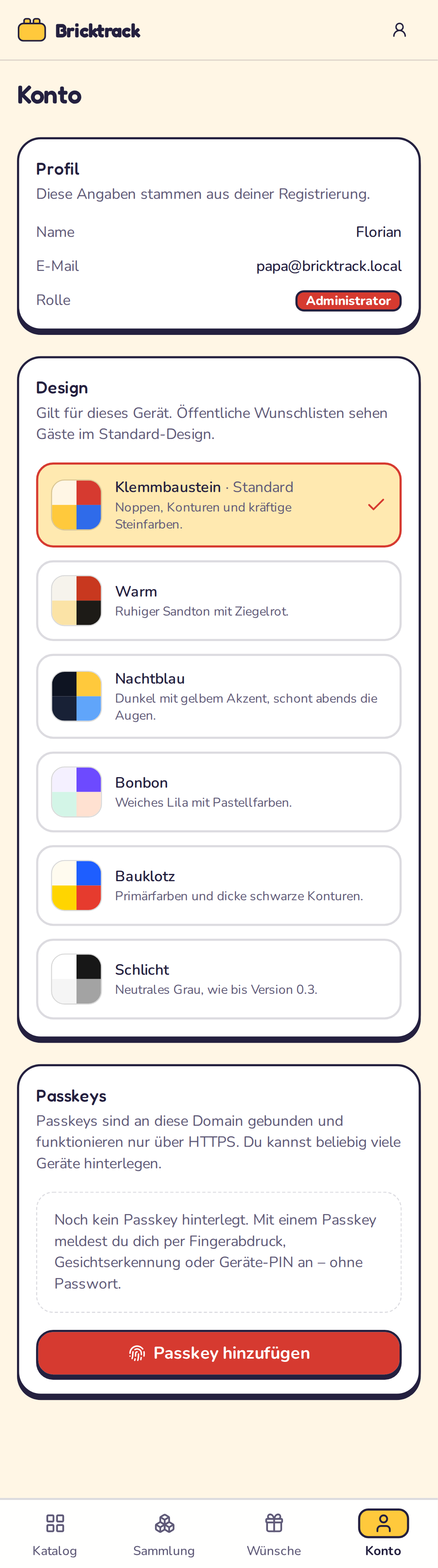 Konto und Passkeys