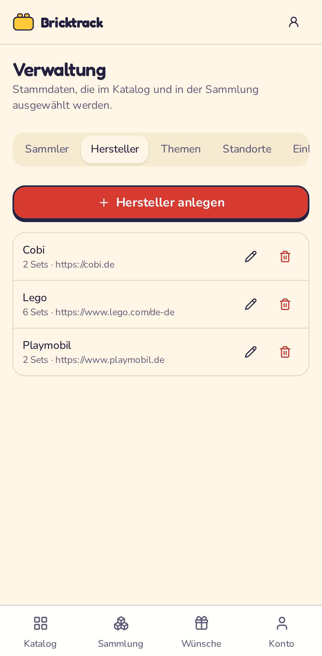 Hersteller verwalten