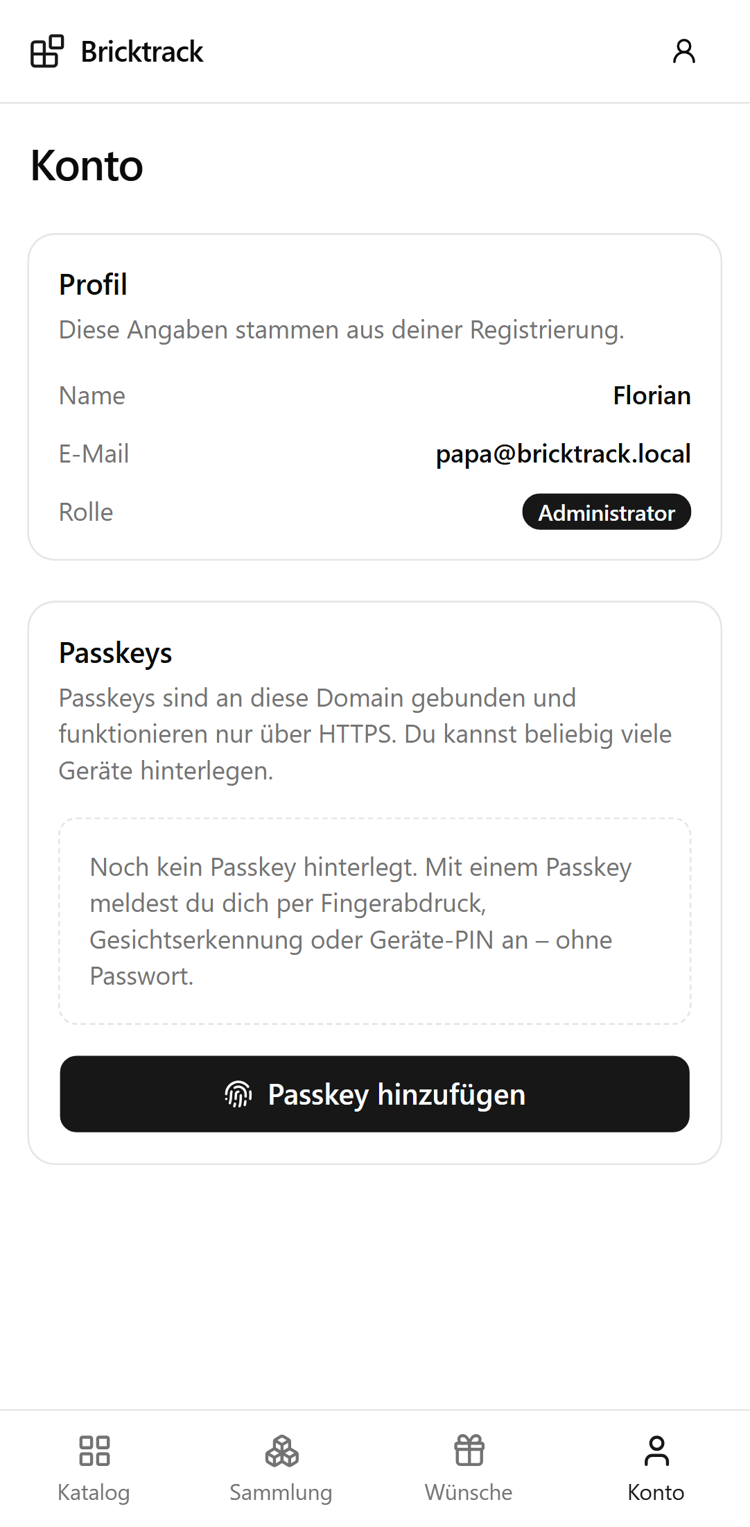 Konto und Passkeys
