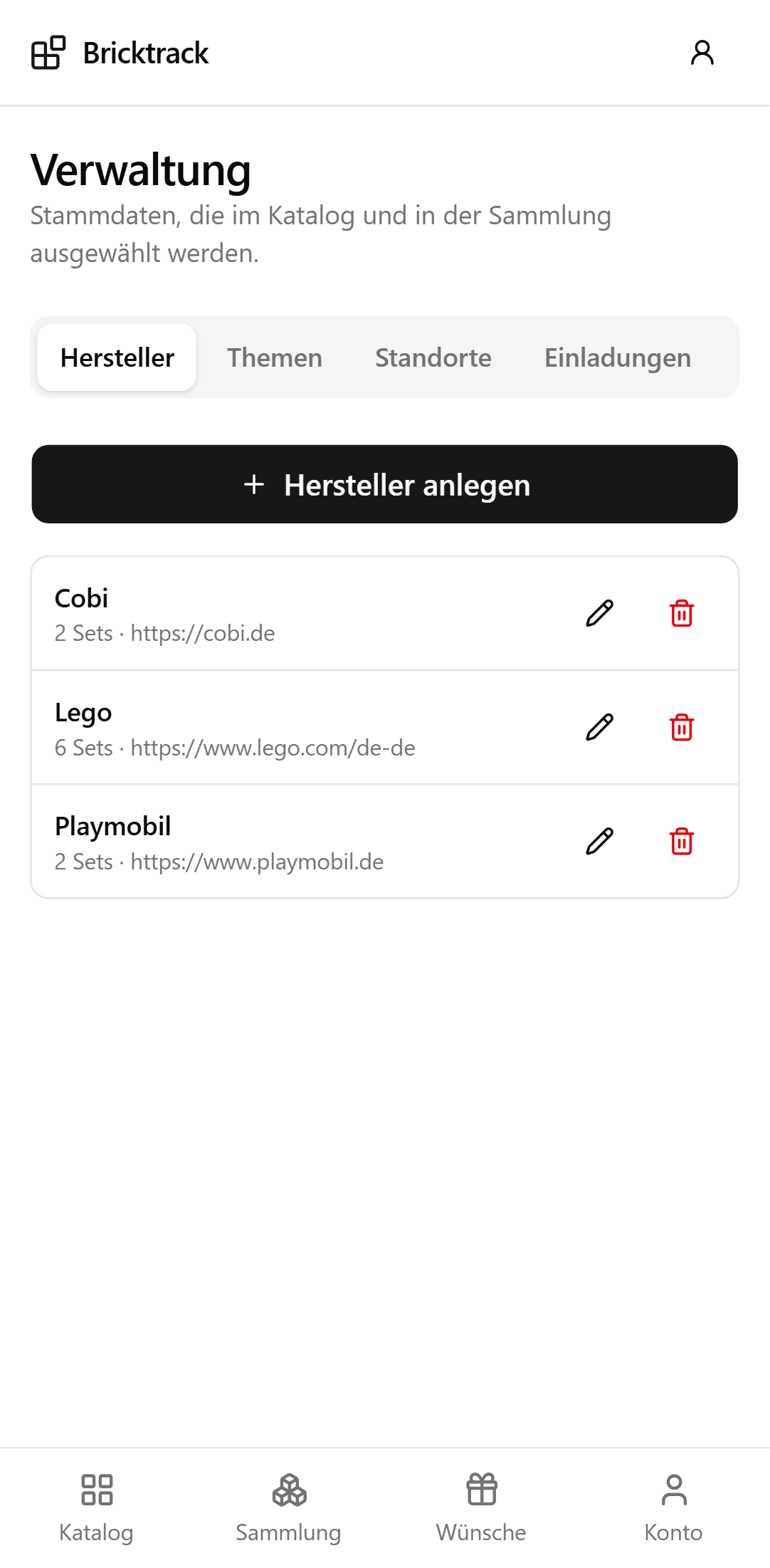 Hersteller verwalten