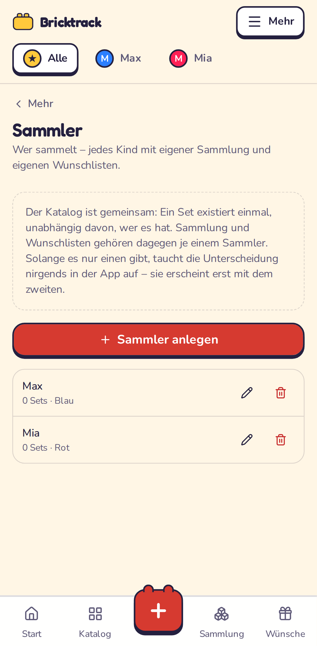 Sammler verwalten
