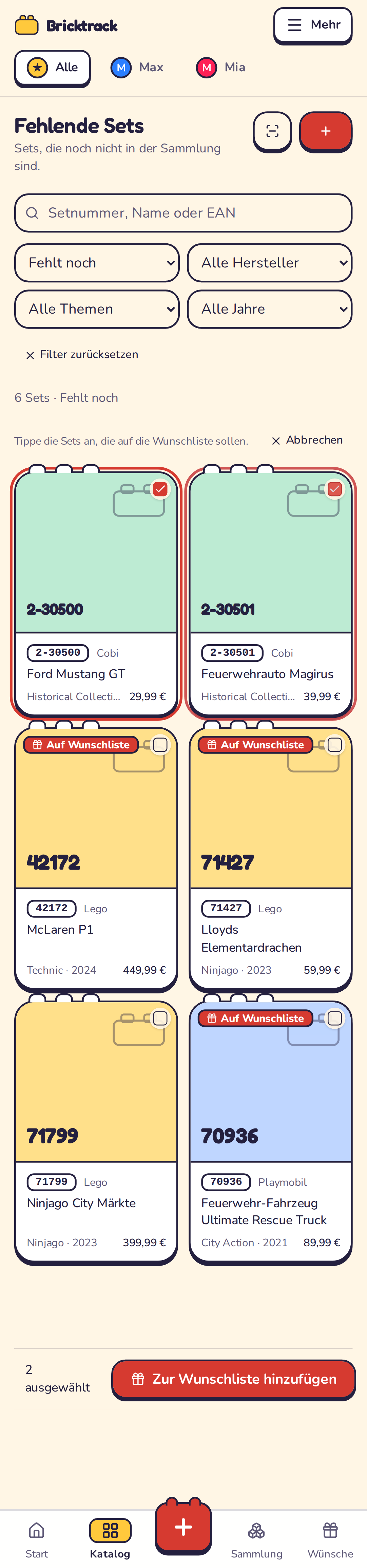 Mehrfachauswahl