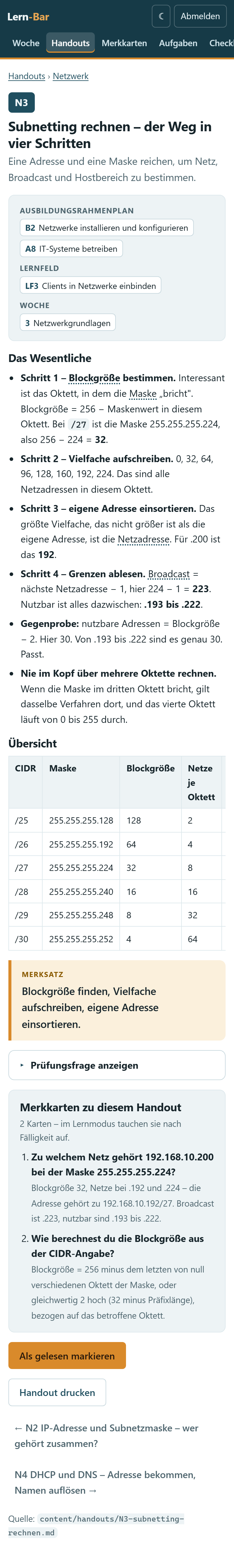 Handout auf dem Handy