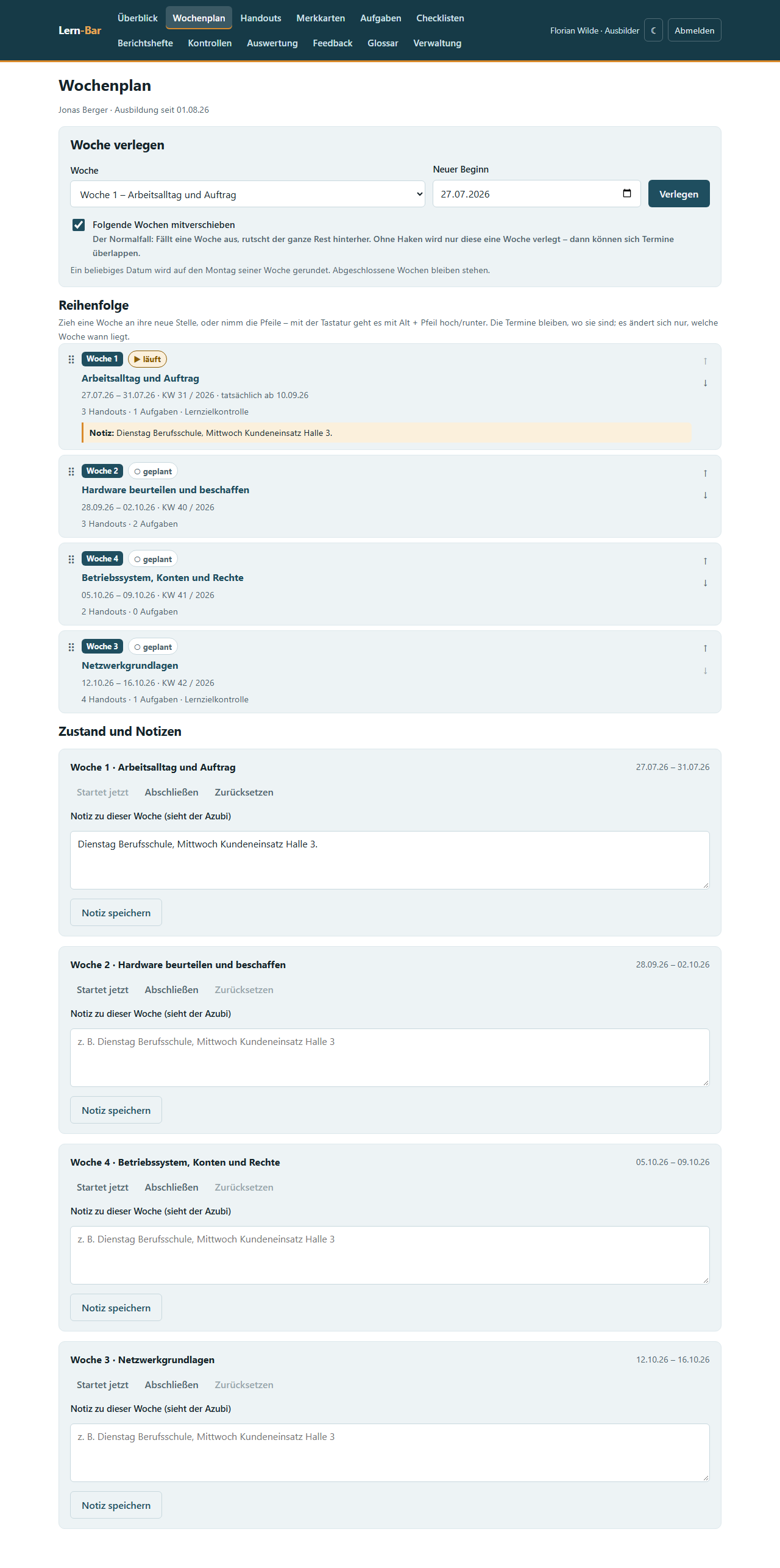 Wochenplan