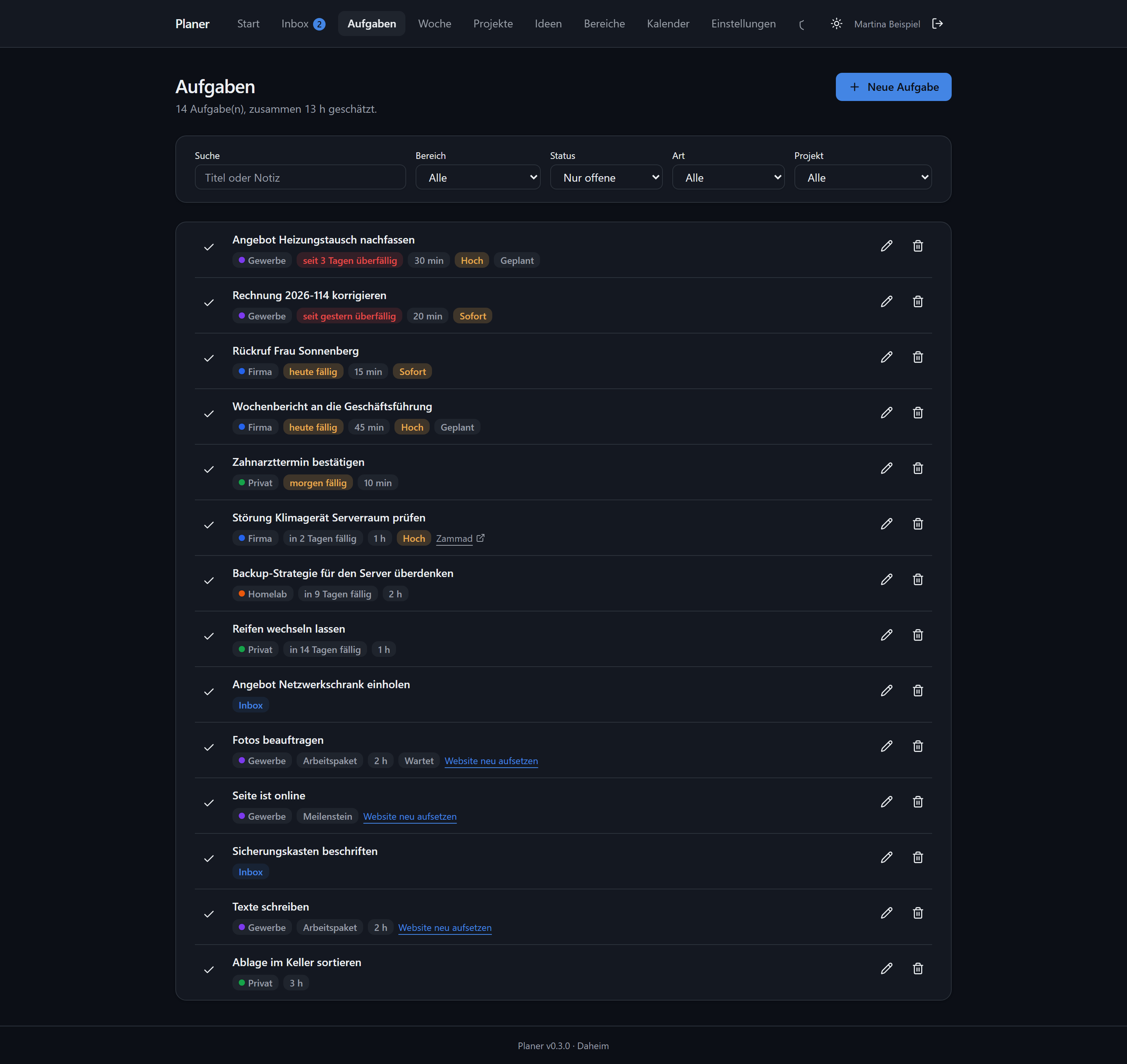 Aufgaben, dunkel