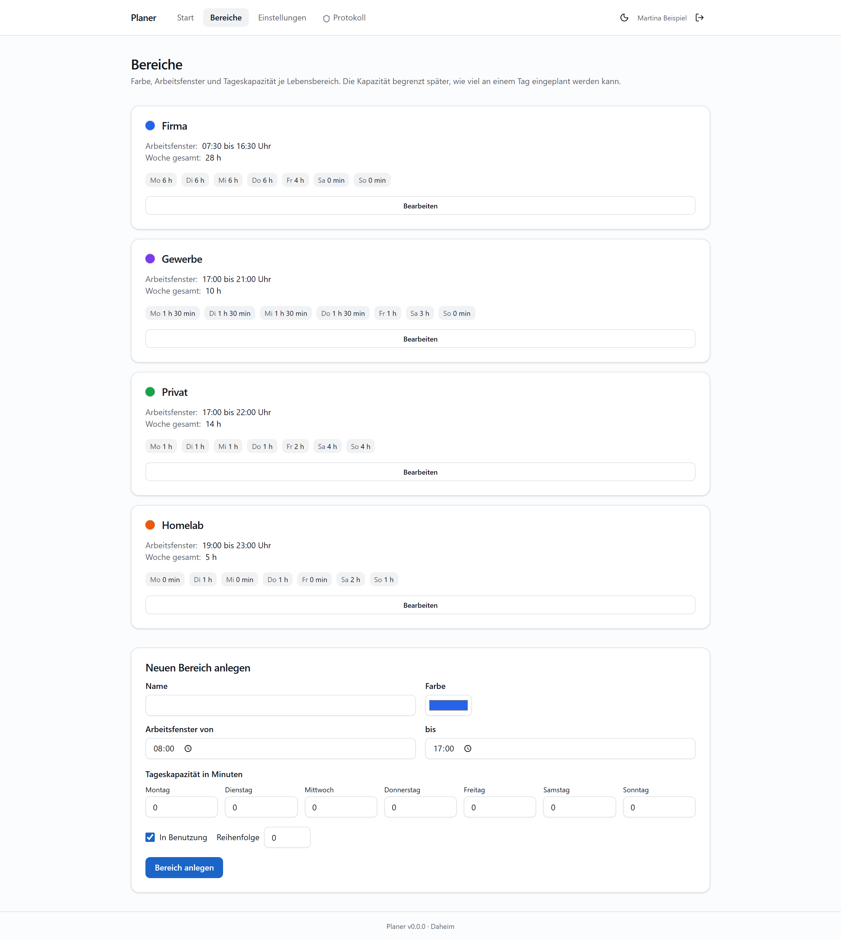 Bereiche, hell