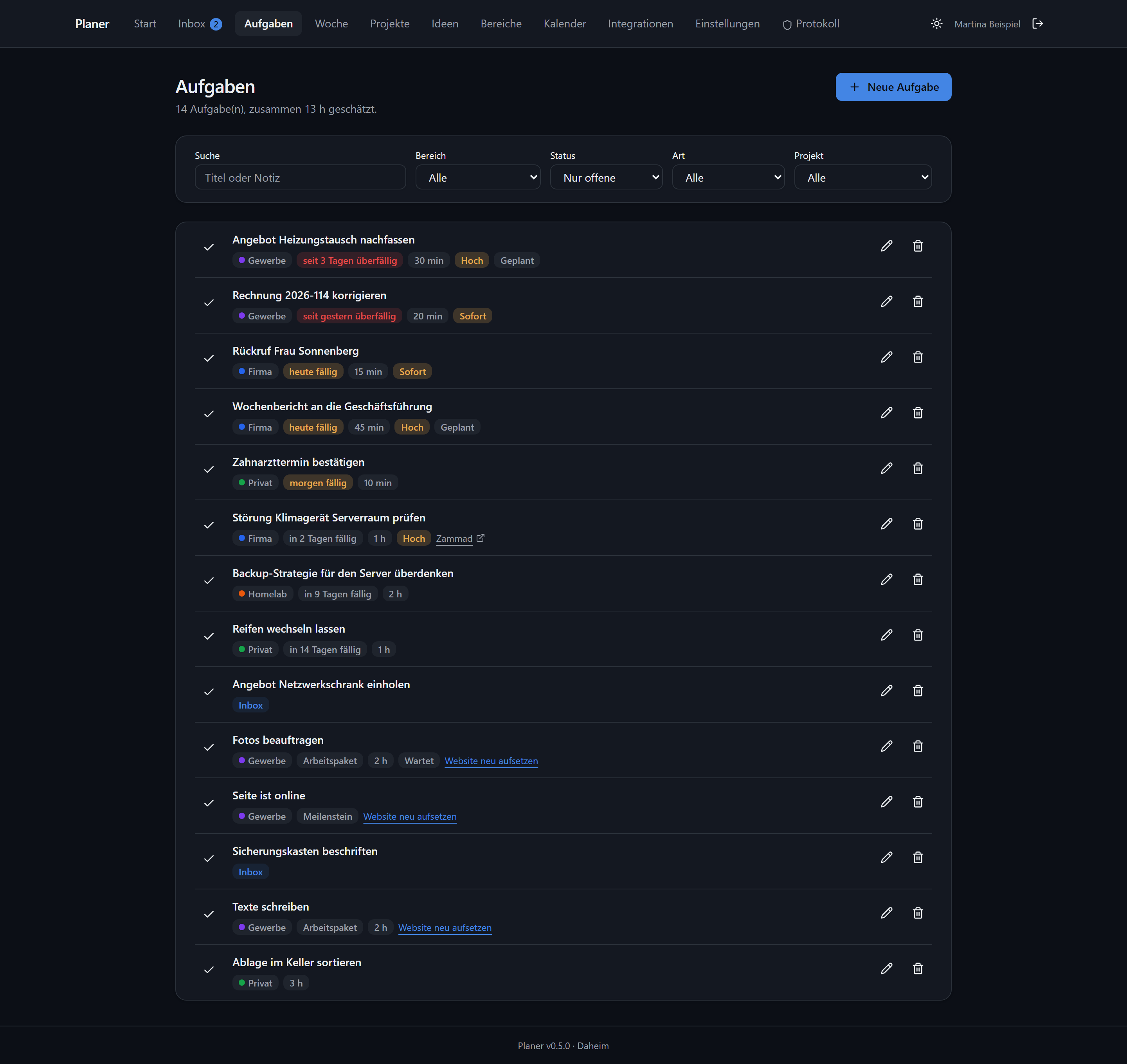 Aufgaben, dunkel