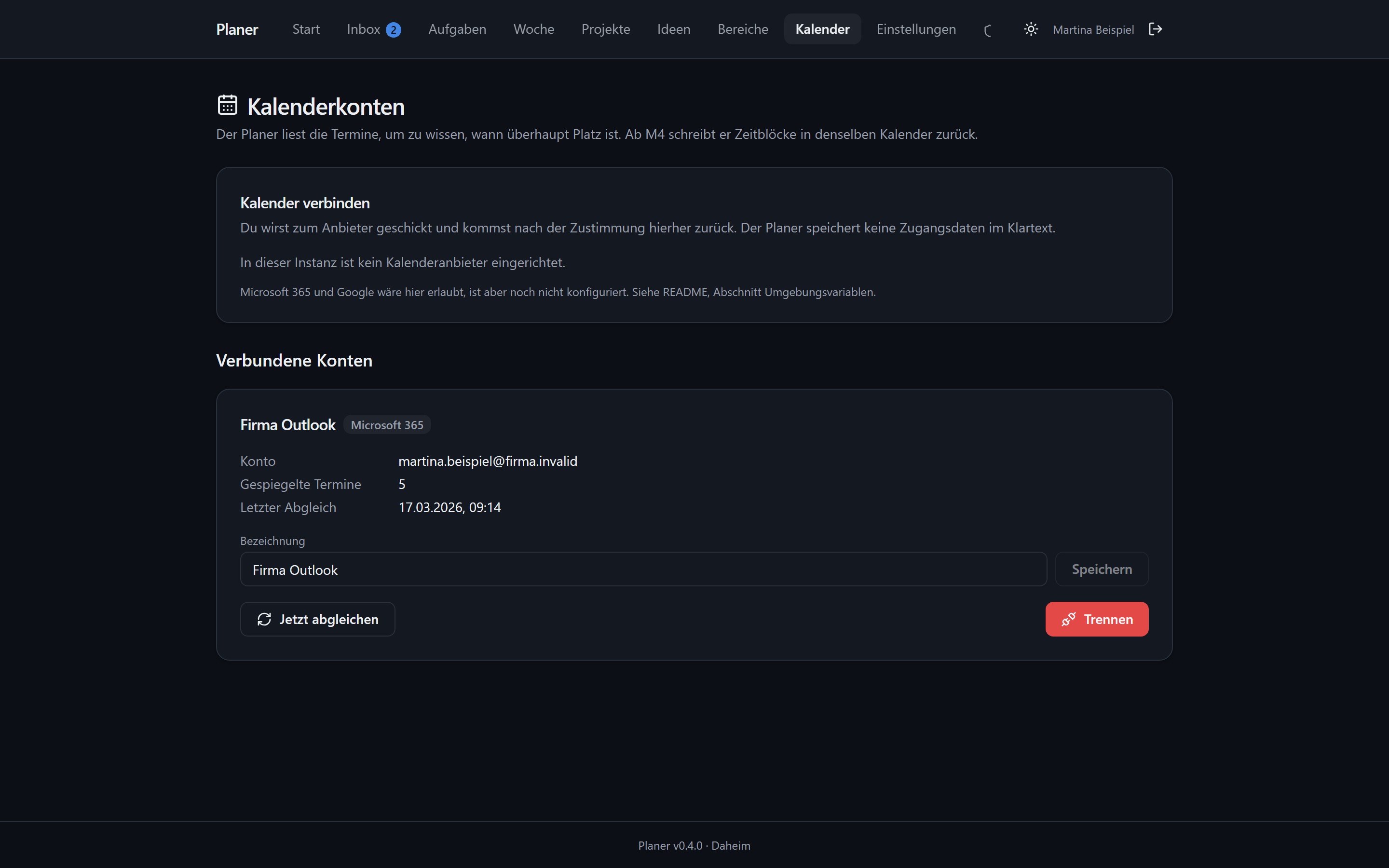 Kalenderkonten, dunkel