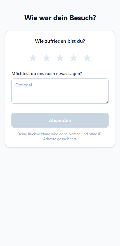 Feedback-Formular auf dem Handy