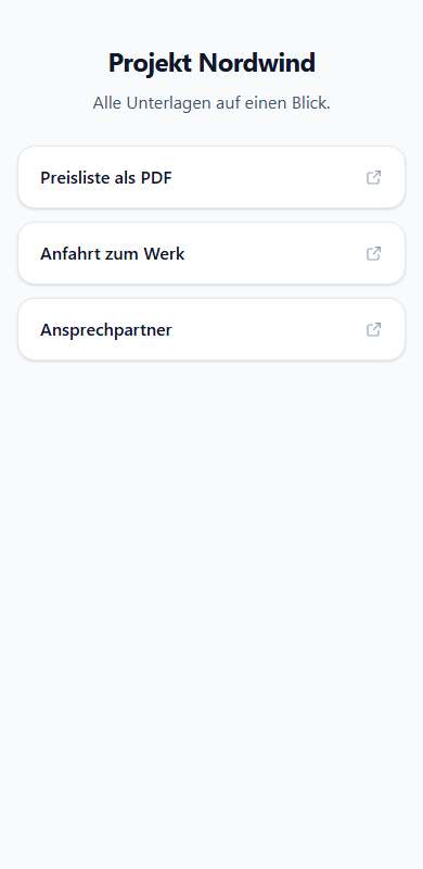 Landingpage mit mehreren Links