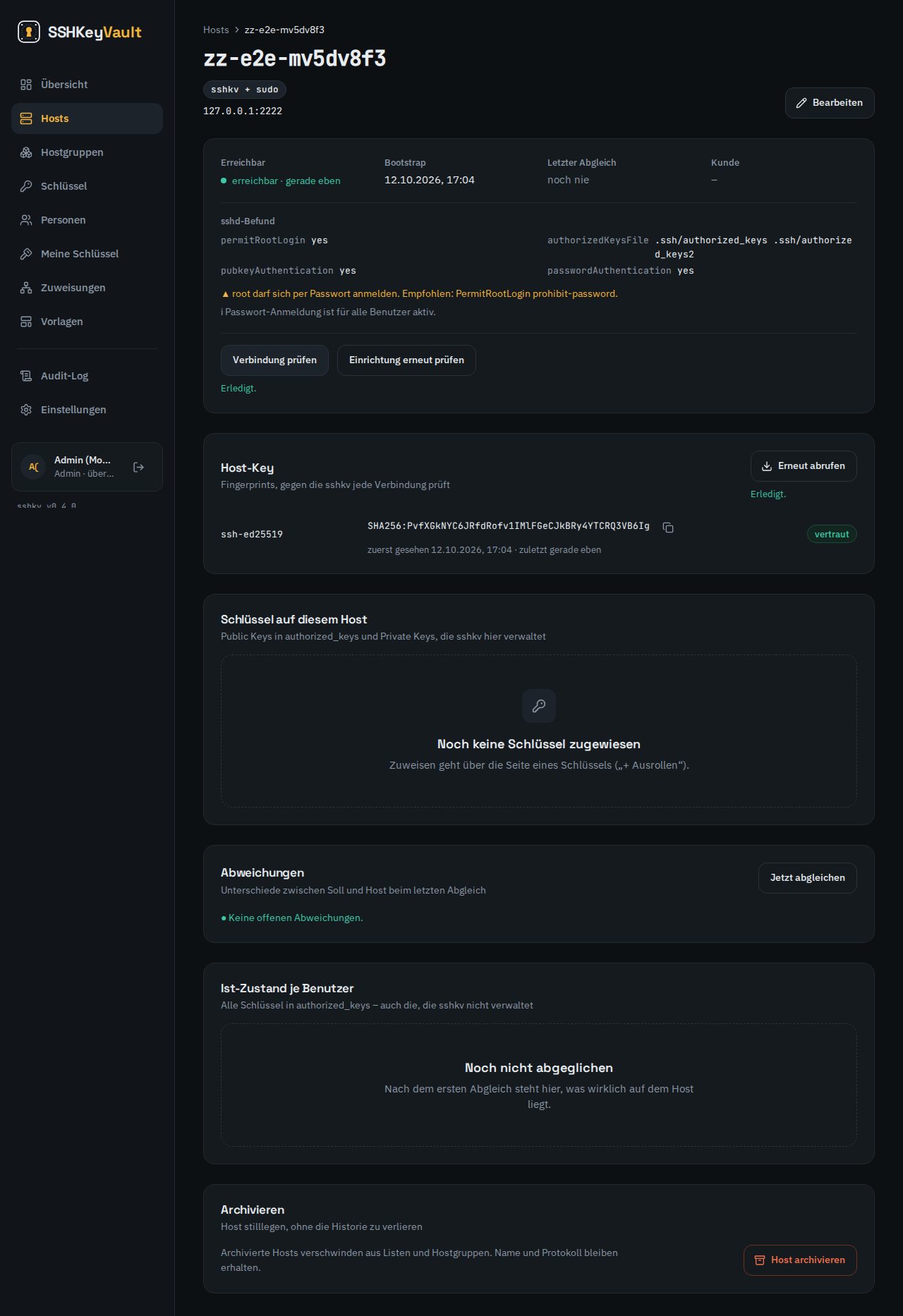 Eingerichteter Host