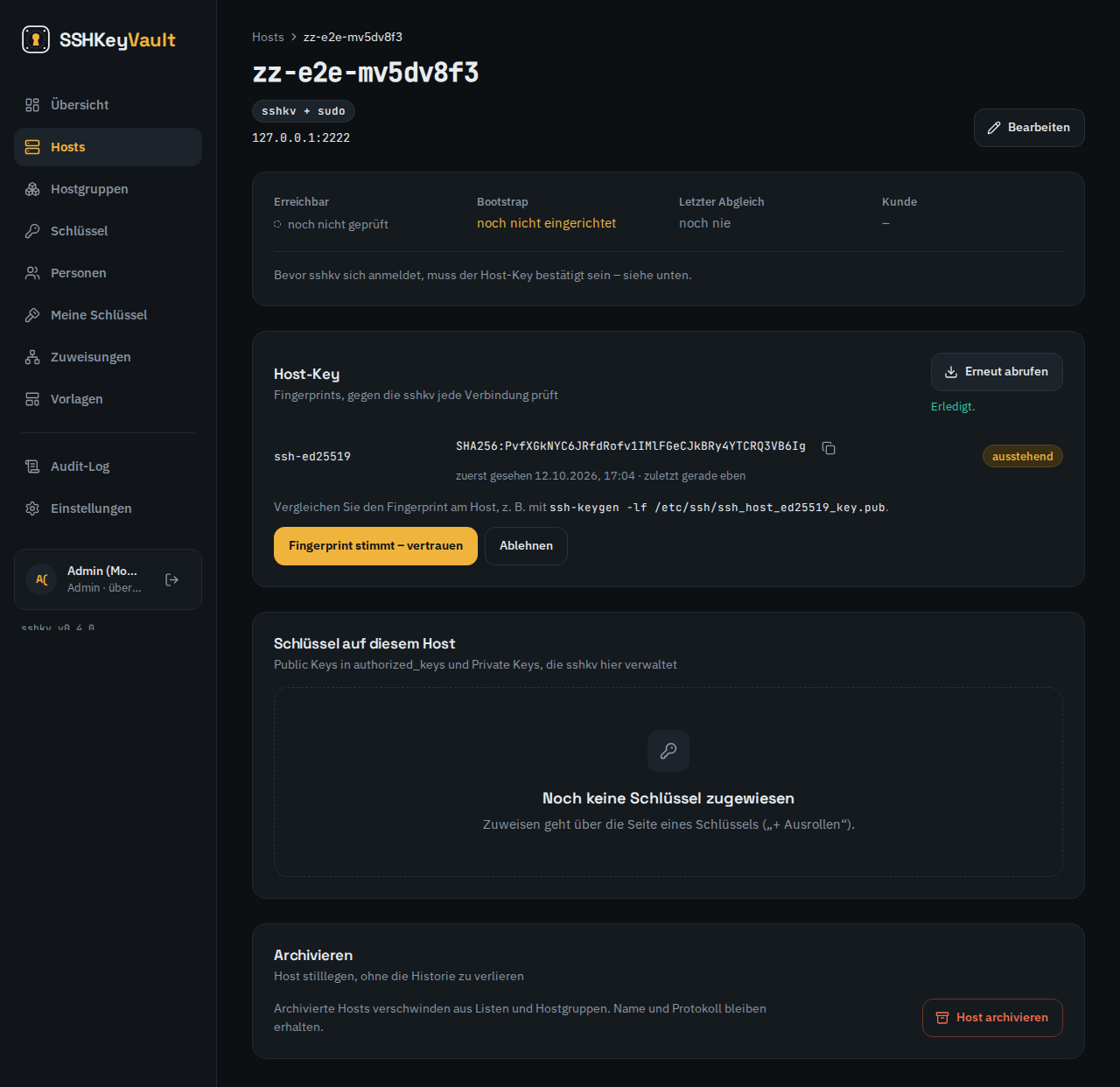 Host-Key bestätigen